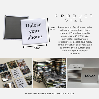 9 aimants photo personnalisés (carrés 2x2)