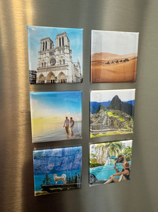 6 Personalized Photo Magnets (Square 2 X 2)